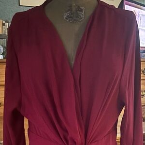 City Chic Wine Red Long Bishop Sleeve Dress new w/o tags